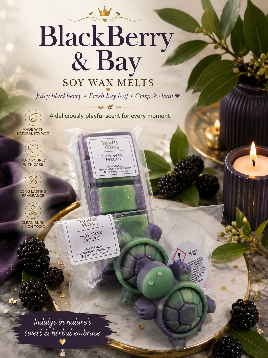 Kraftywax BlackBerry & Bay Scented Products