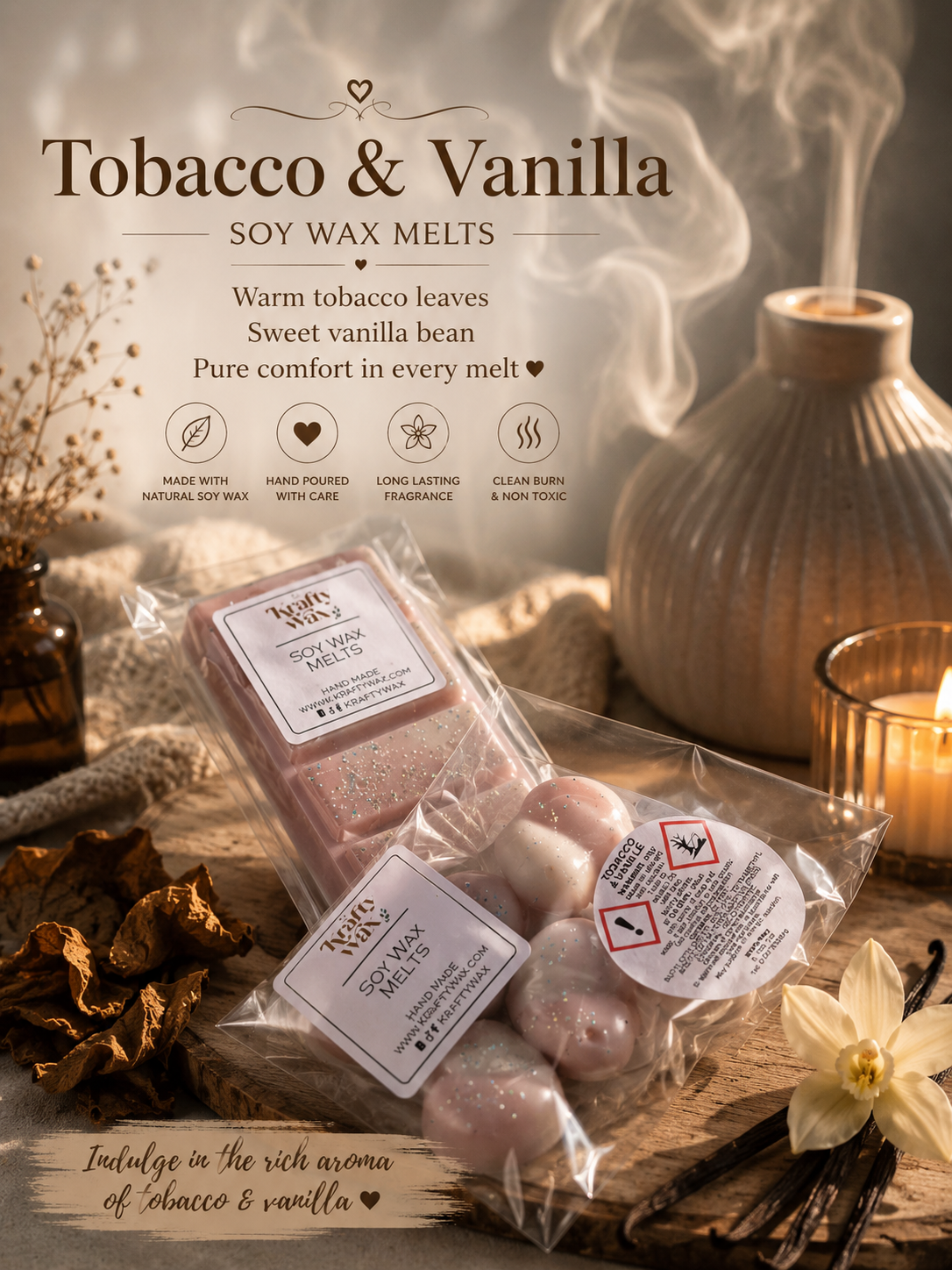 Kraftywax Tobacco & Vanilla Scented Products