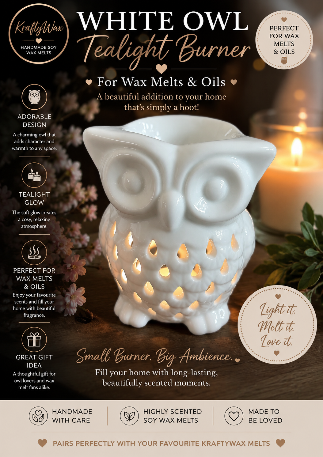 White Owl Wax/Oil Tea light Burner