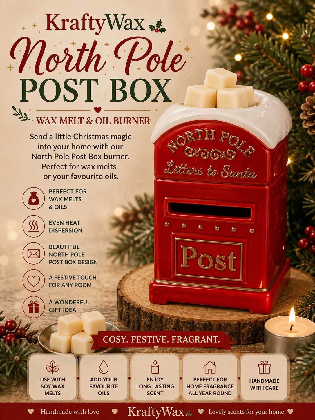 North Pole Postbox Wax/Oil Tea light Burner