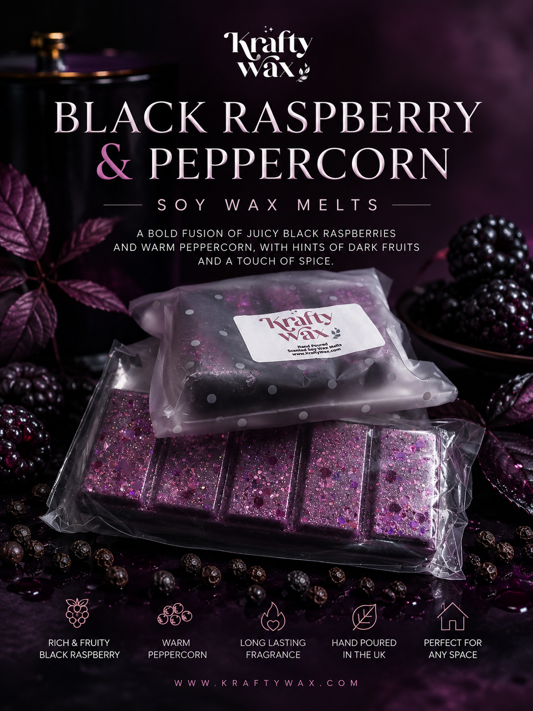 Kraftywax Black Raspberry & Peppercorn Scented Products