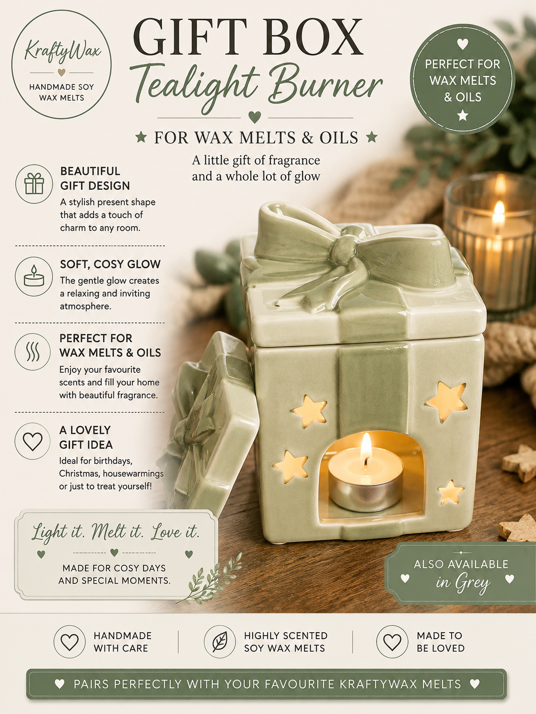 Gift Wax/Oil Tea light Burner