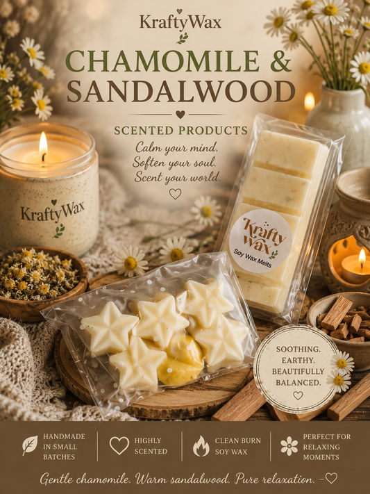Kraftywax Chamomile & Sandalwood Scented Products