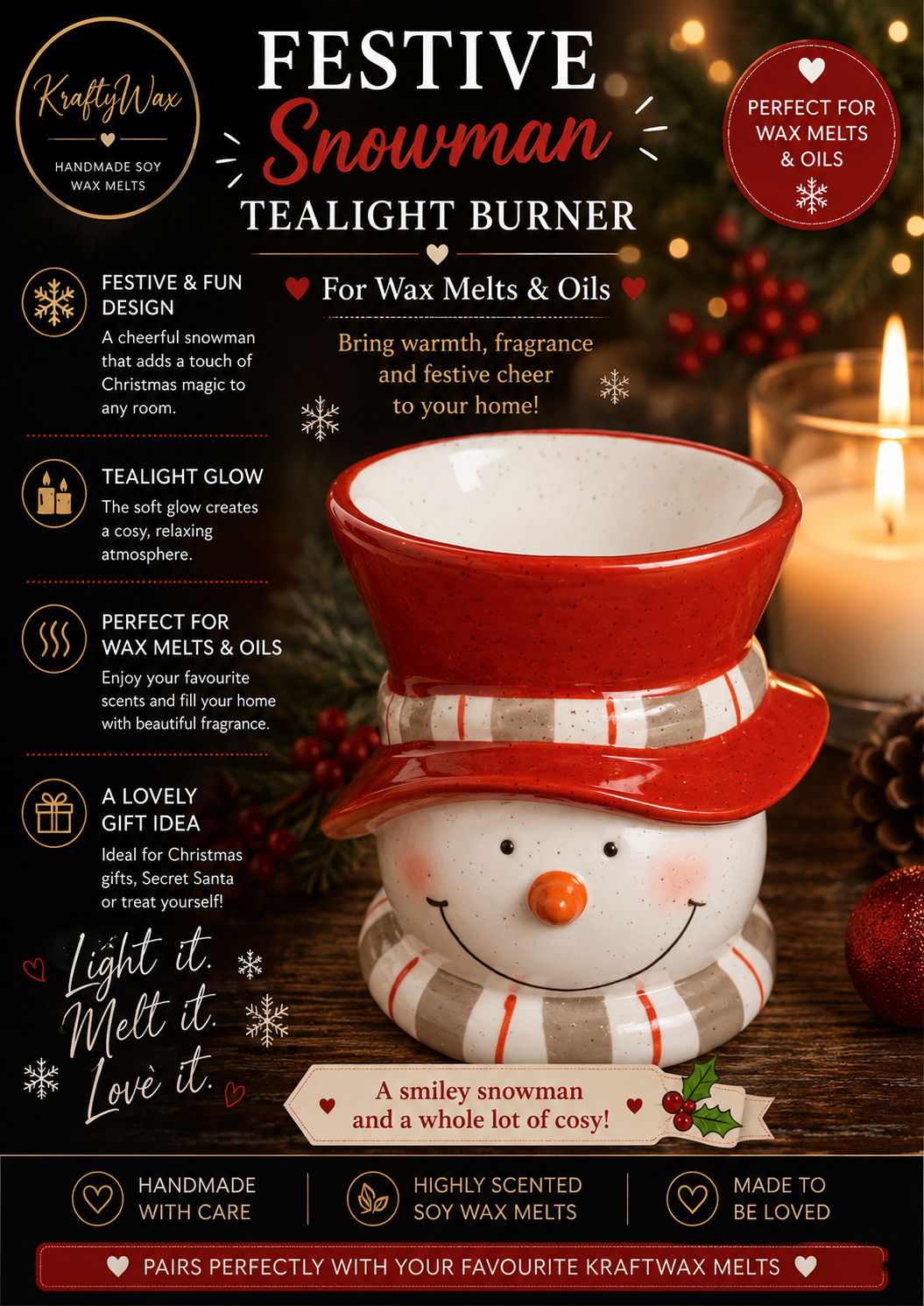 Snowman Wax/Oil Tea light Burner