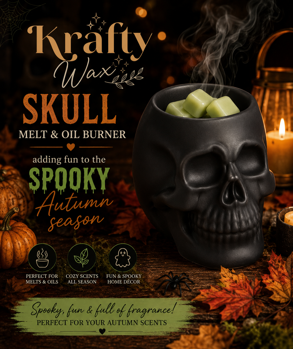 Black Skull Wax/Oil Tea light Burner