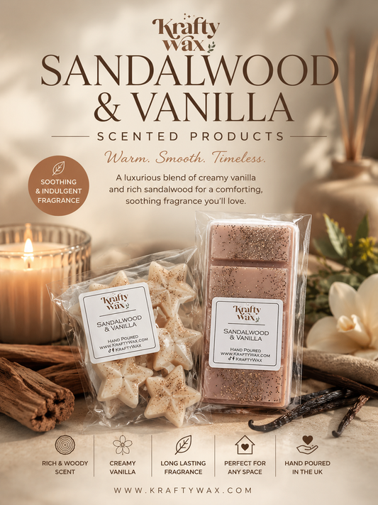 Kraftywax Sandalwood & Vanilla Scented products