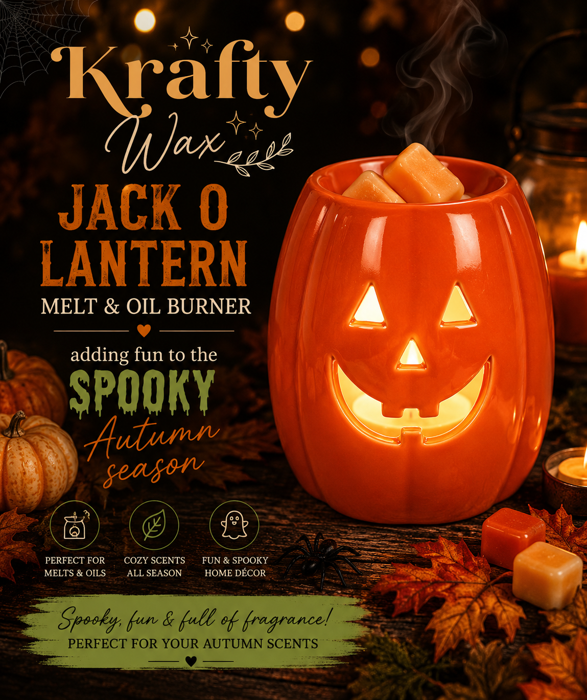 Jack O Lantern Wax/Oil Tea light Burner