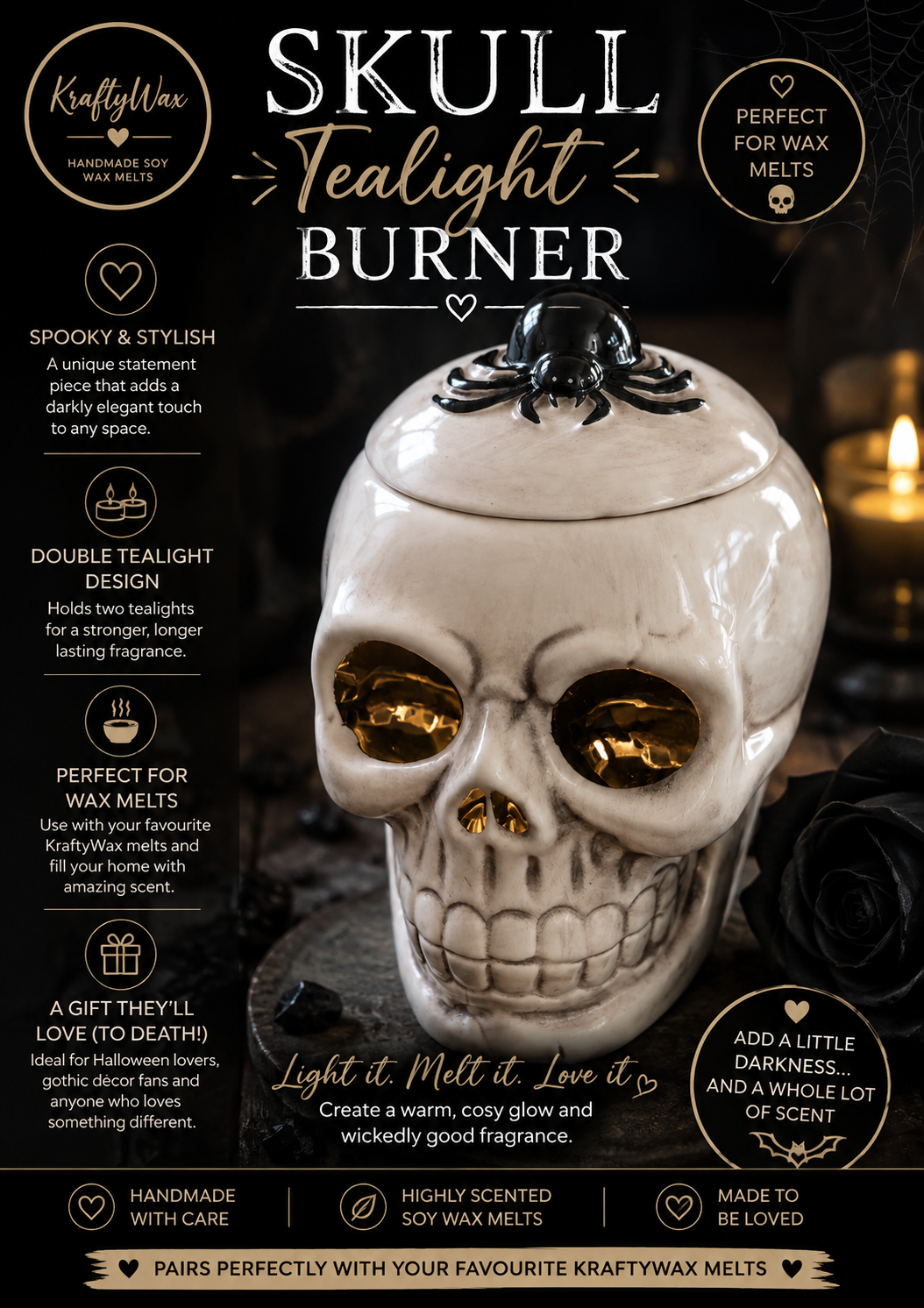 Skull Wax/Oil Tea light Burner