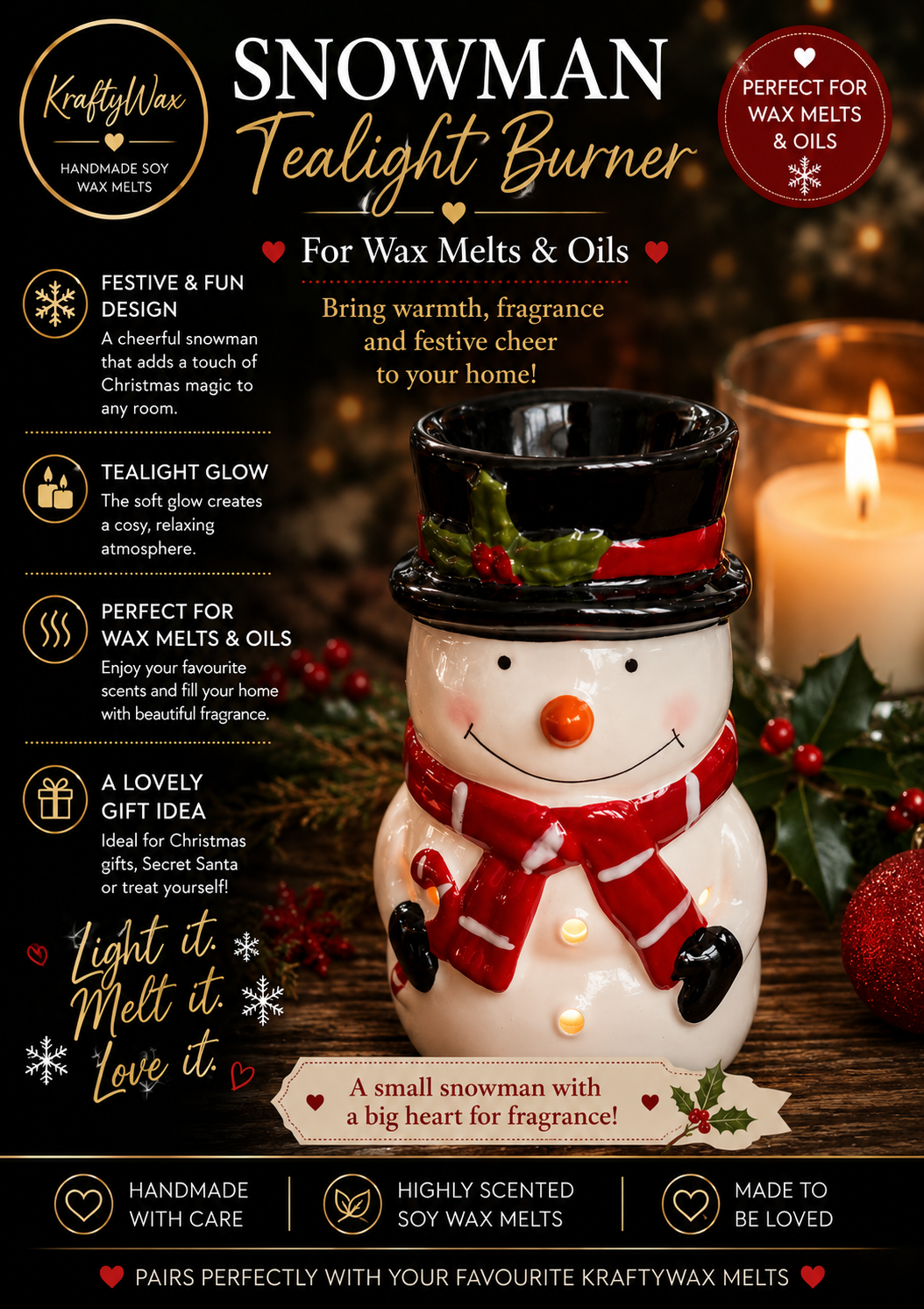 Snowman Wax/Oil Tea light Burner