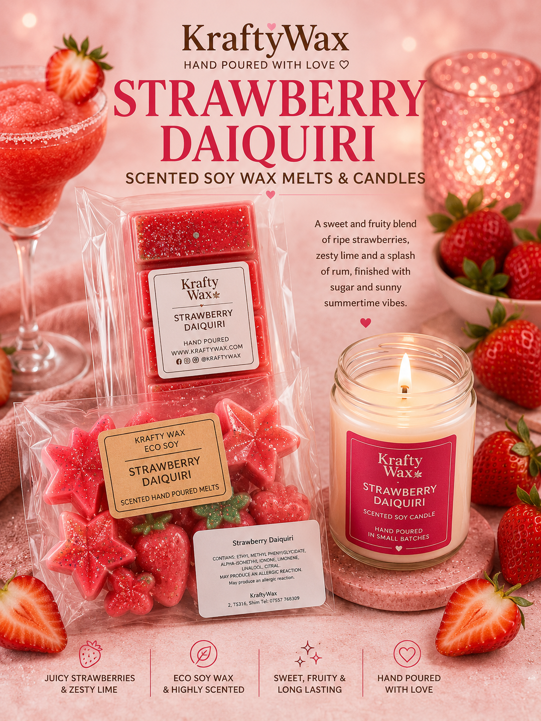 Kraftywax Strawberry Daiquiri Scented Products
