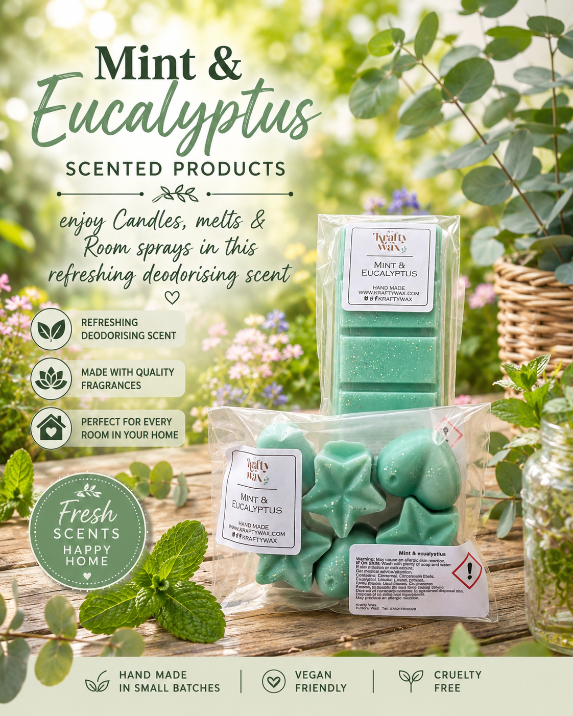 Kraftywax Mint & Eucalyptus Scented Products