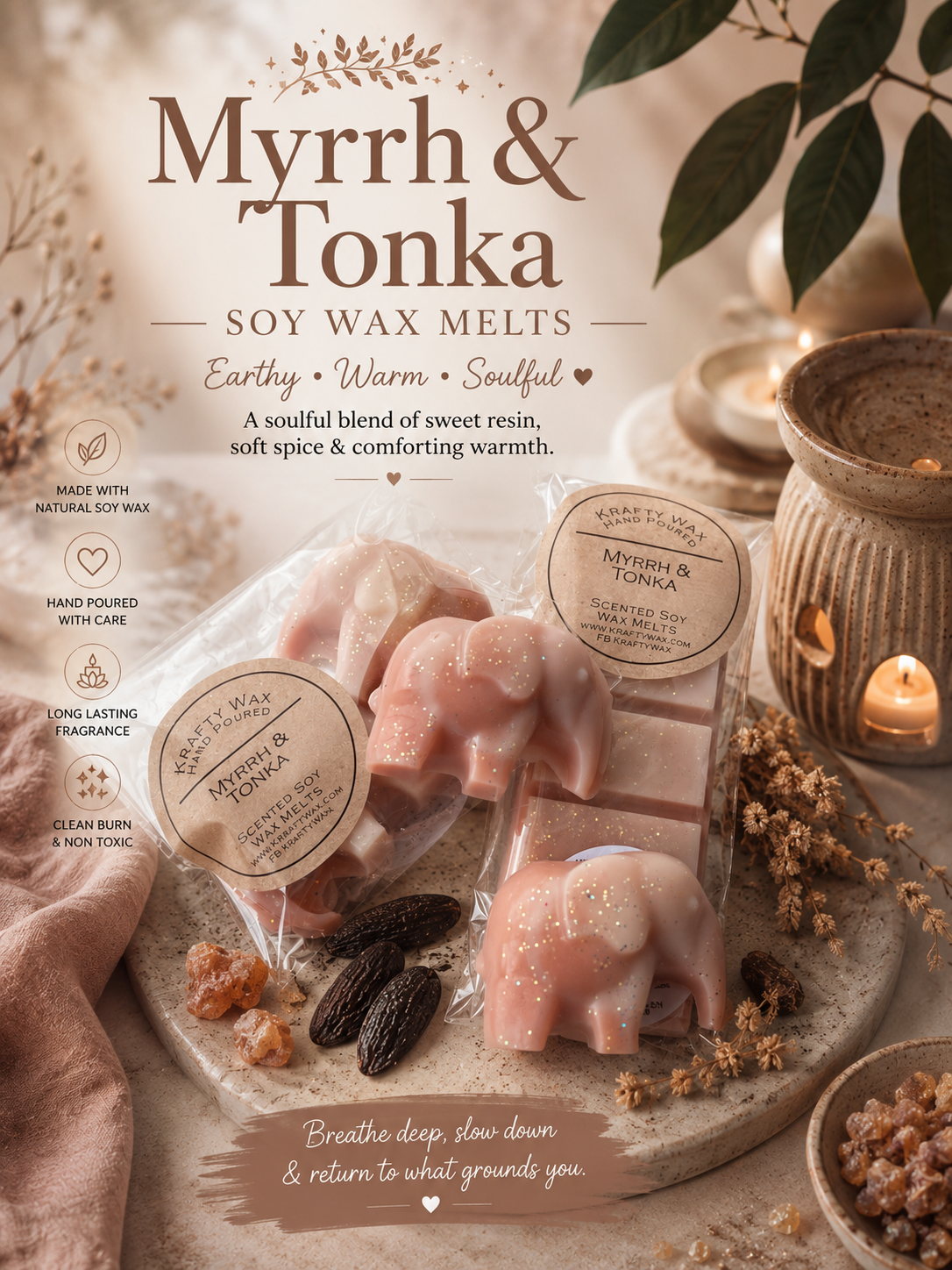 Kraftywax Myrrh & Tonka Scented Products