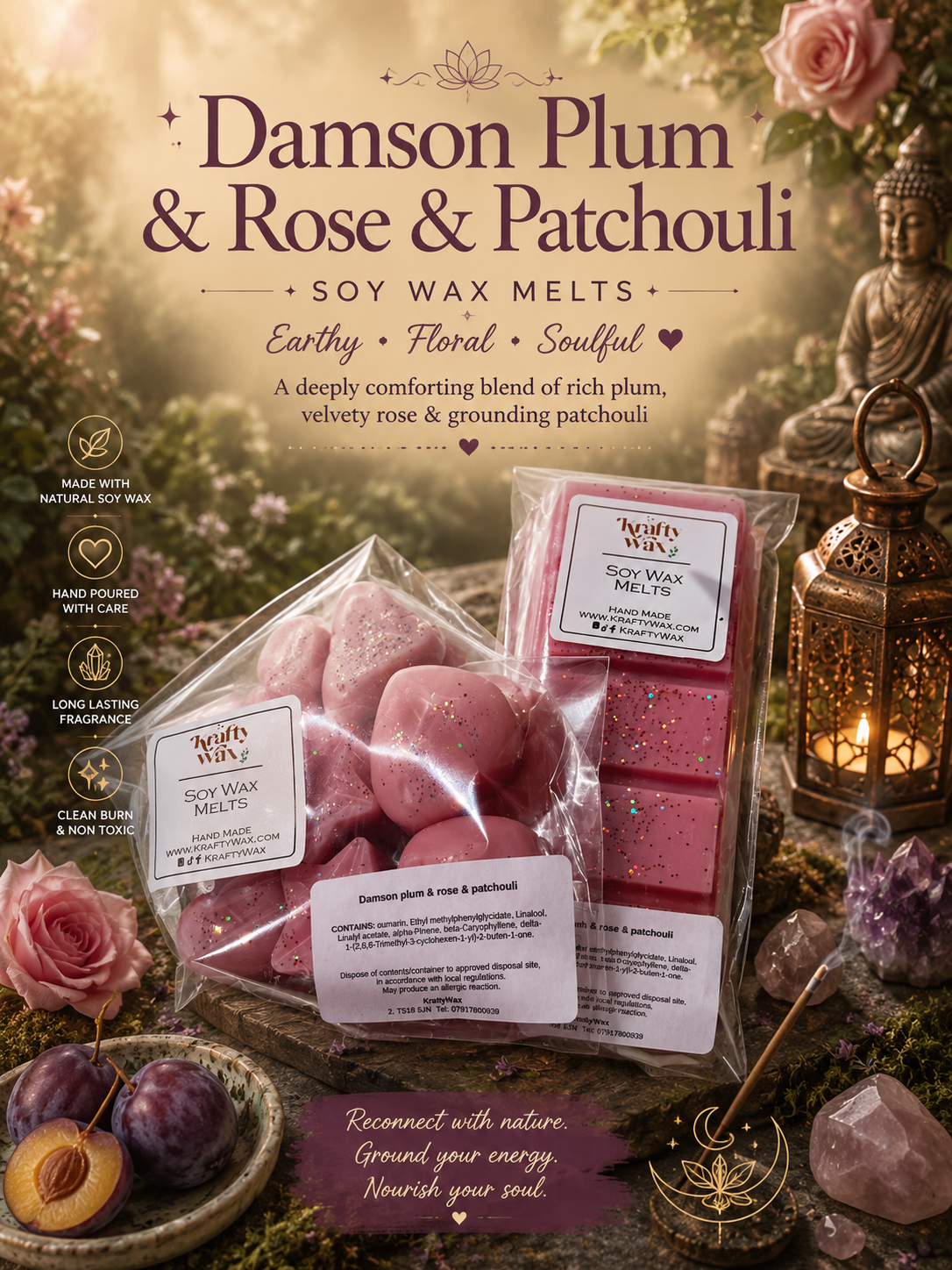 Kraftywax Damson Plum, Rose & Patchouli Scented Products