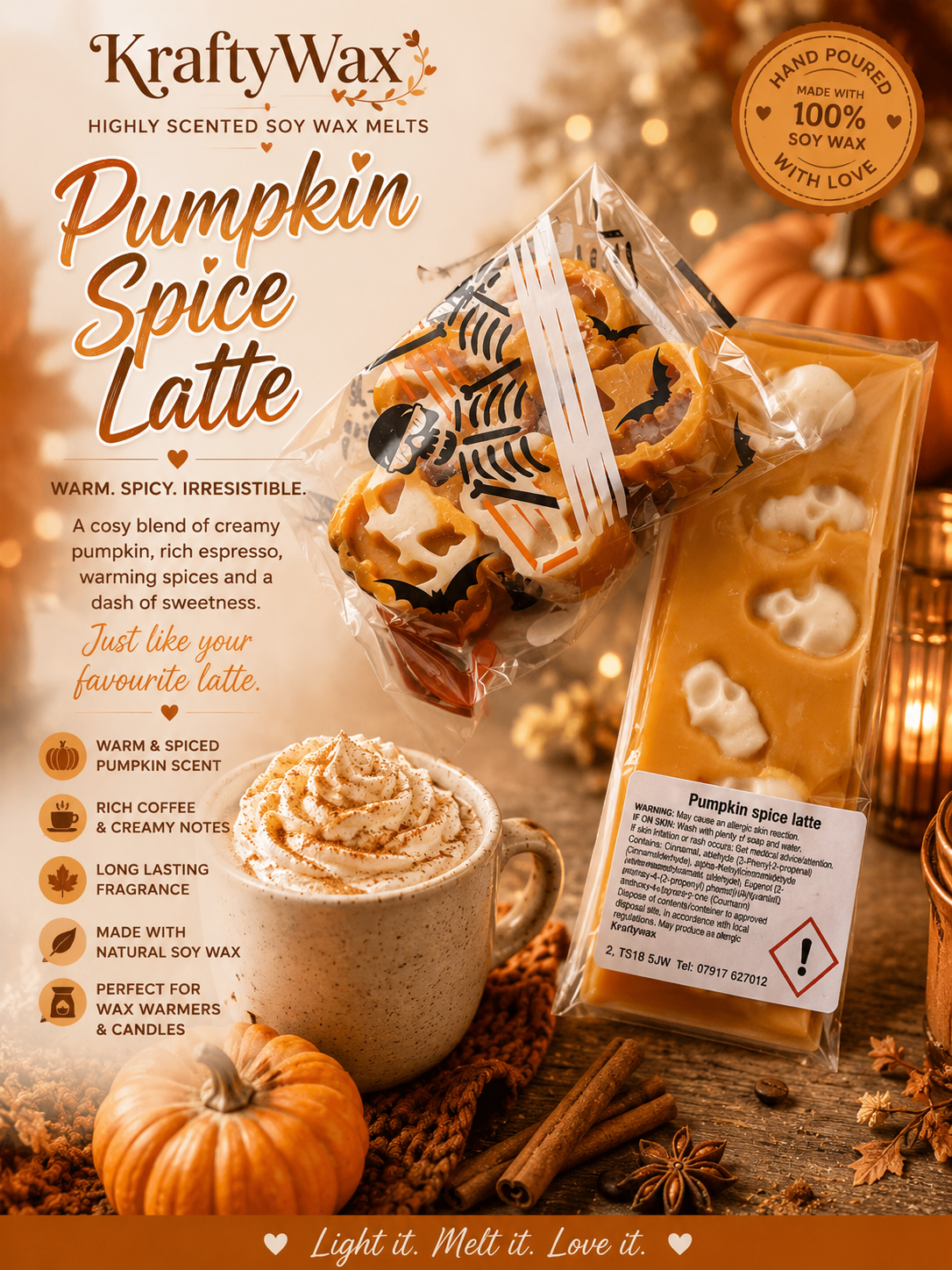 Kraftywax Pumpkin Spice Latte Scented Products