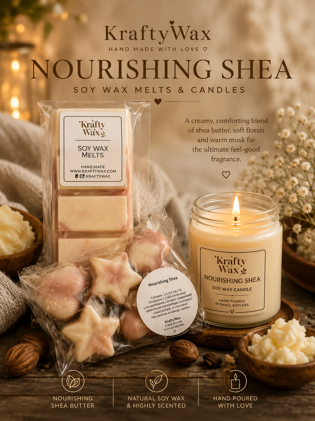 Kraftywax Nourishing Shea scented products