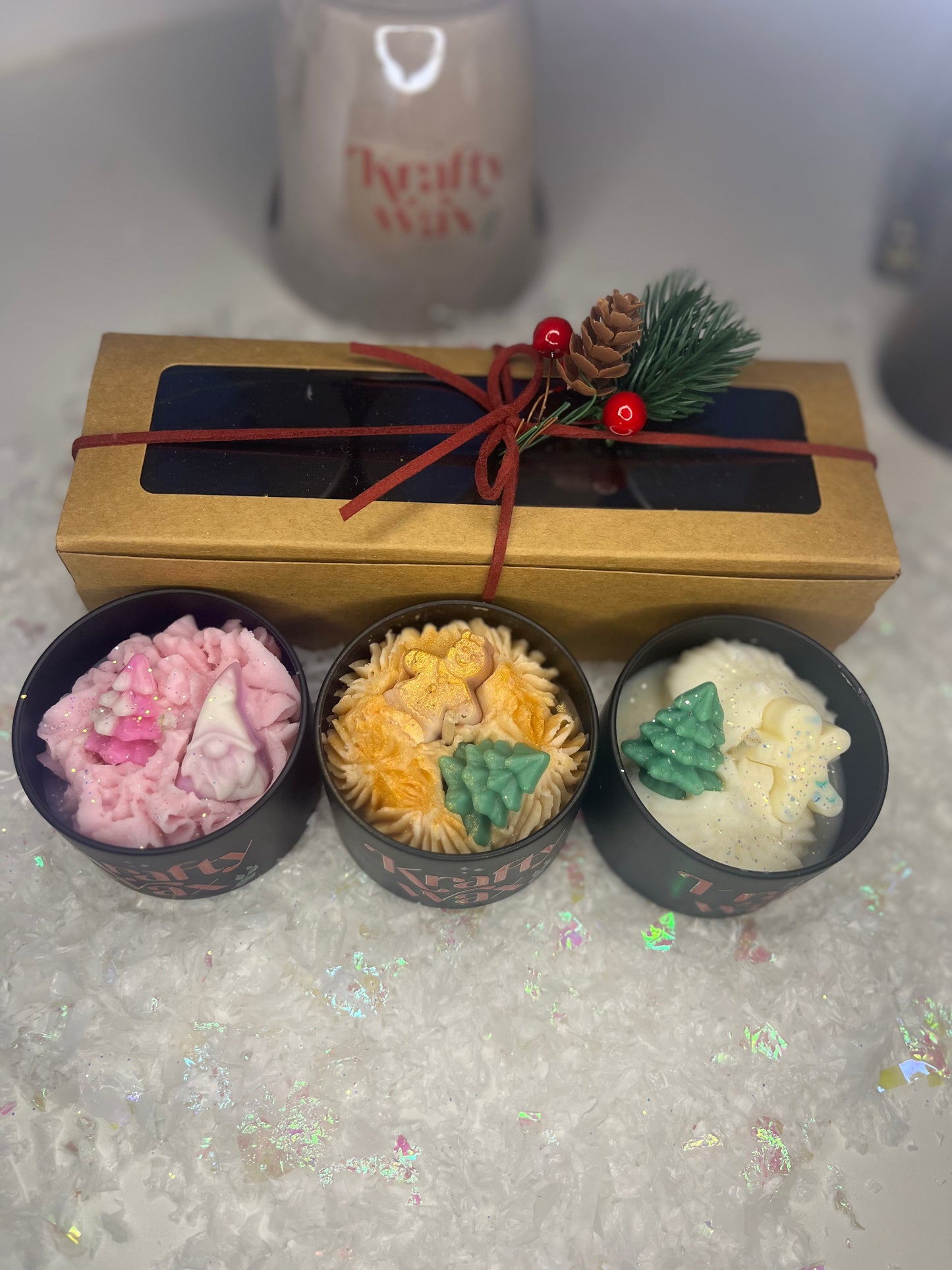 Kraftywax Christmas Candle Giftset Kraft box
